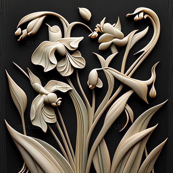 3D model Egret Orchid (STL)